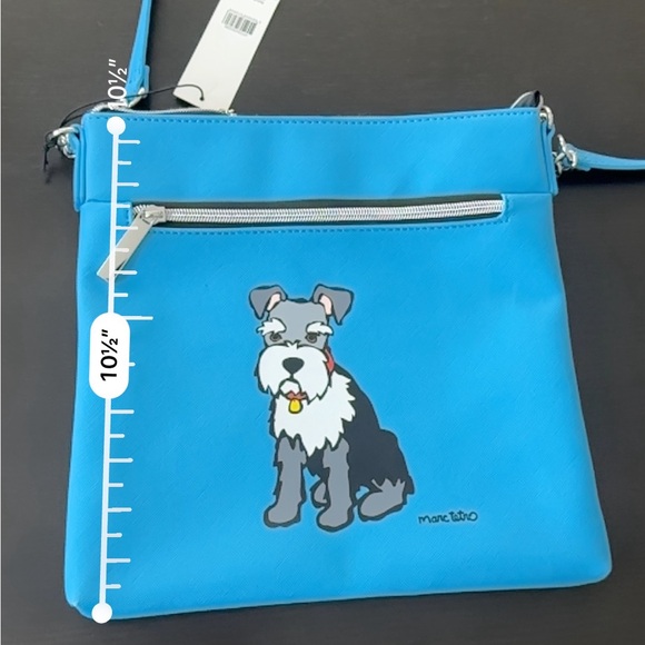 Marco Tetro Blue Crossbody Bag with schnauzer Dog print New with tag - Picture 7 of 7